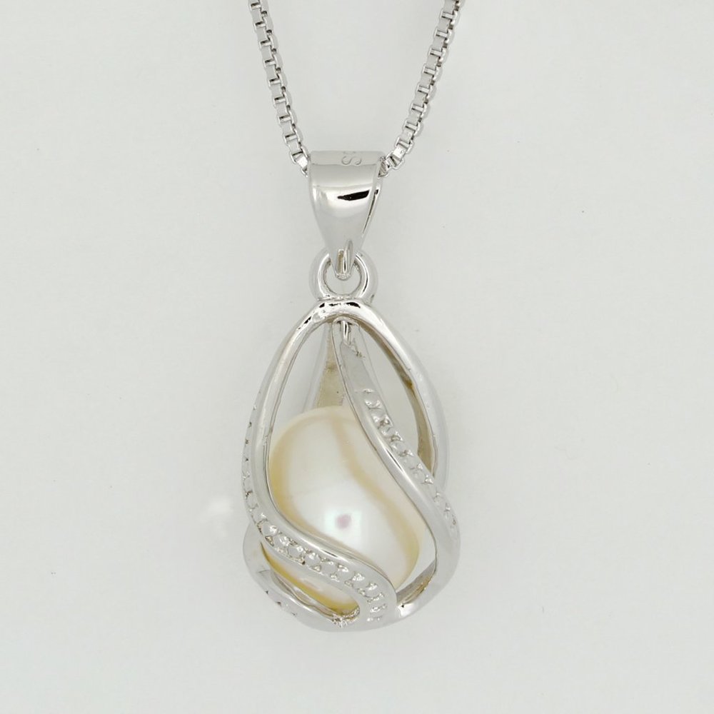 Genuine Freshwater Pearl Necklace Sterling Silver - Picture 2 of 5